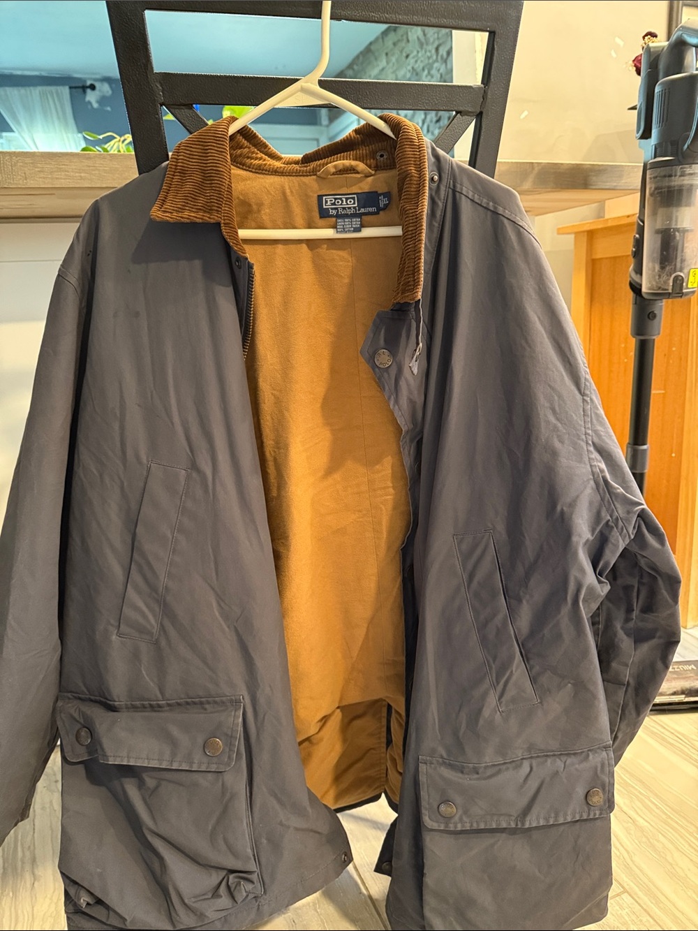 Polo by Ralph Lauren Navy Jacket with Brown Corduroy Collar